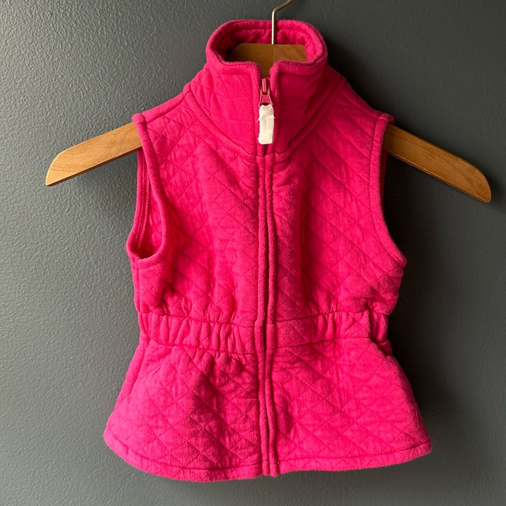💕CARTER’S girls vest jacket size 12 months hot pink quilted zip up baby